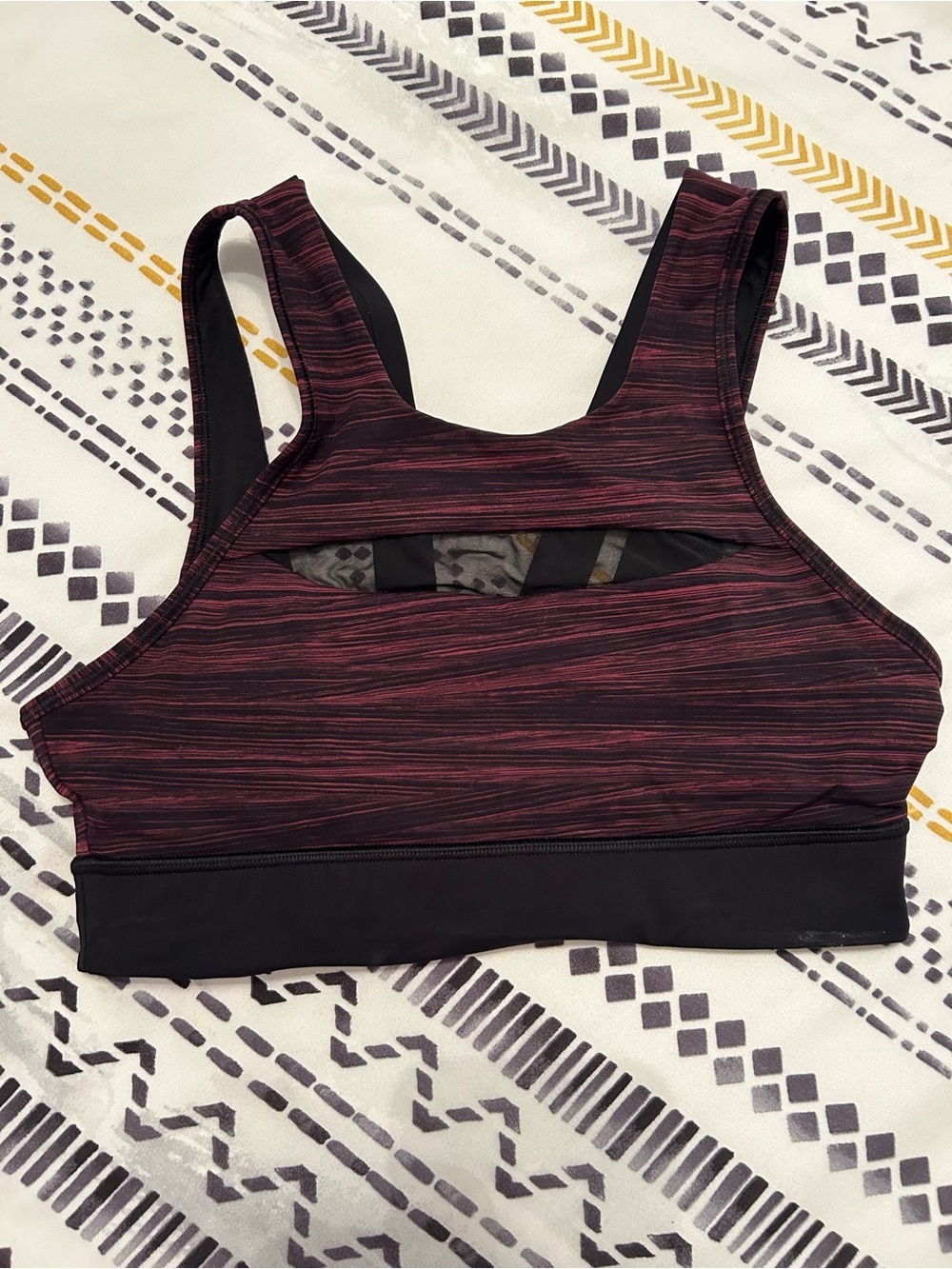 lululemon athletica Striped Burgundy & Black High-Support Sports Bra